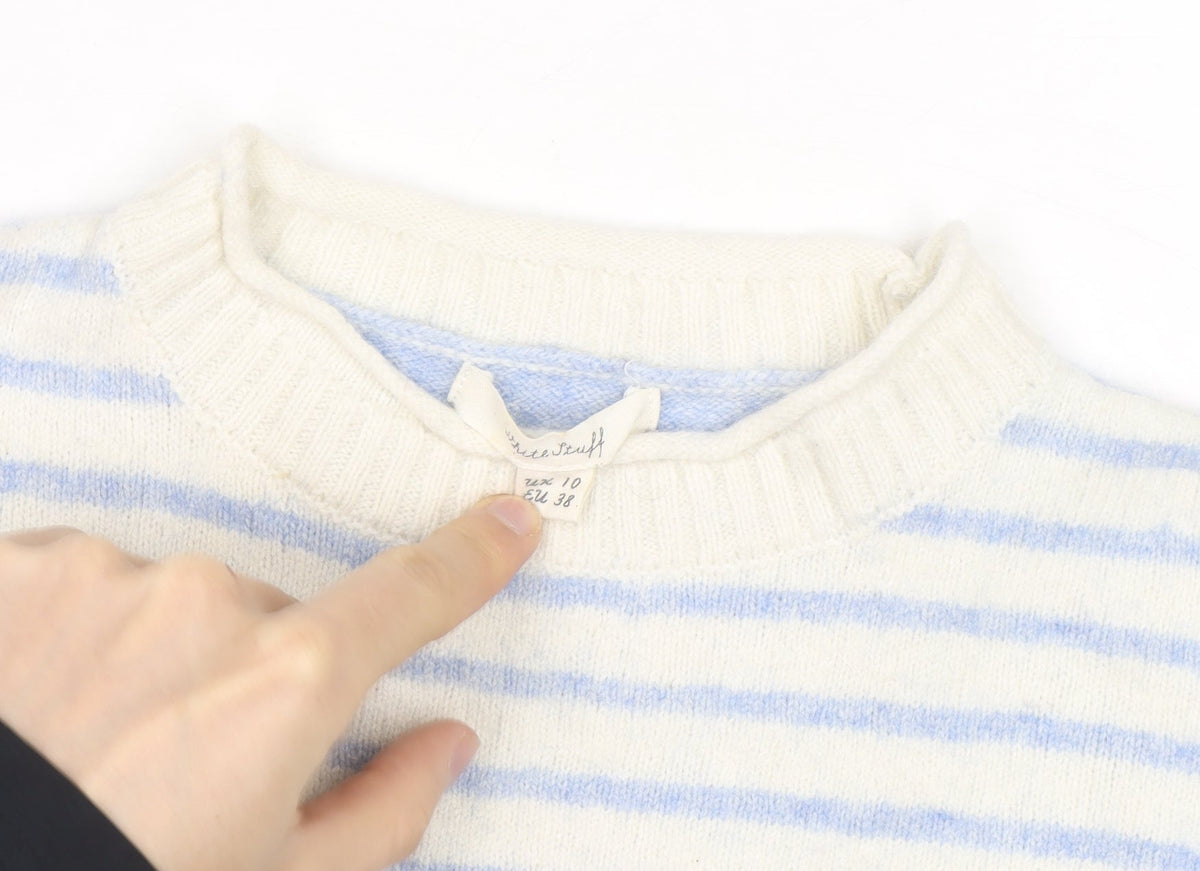 White Stuff Women’s Multicoloured Wool Blend Striped Pullover Jumper Size 10