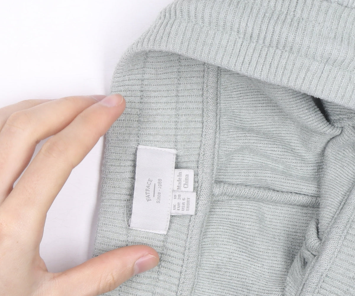 FatFace Womens Grey Jogger Trousers Size 10 Regular Fit Ribbed Knit