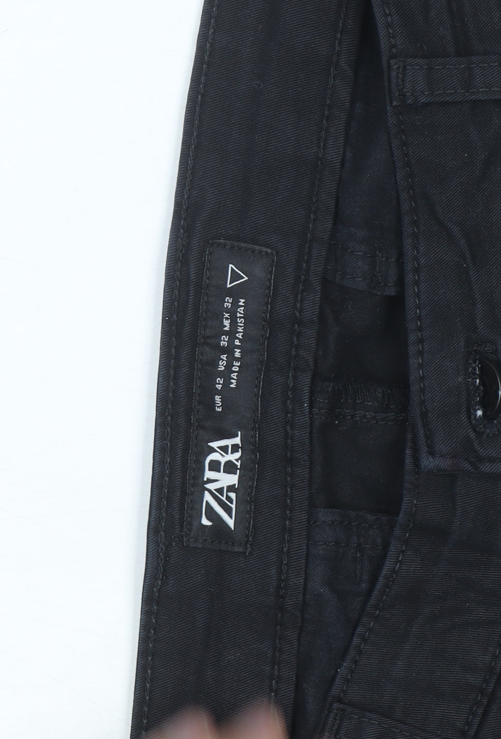 Zara Men Black Slim Fit Cotton Chino Trousers Size 32