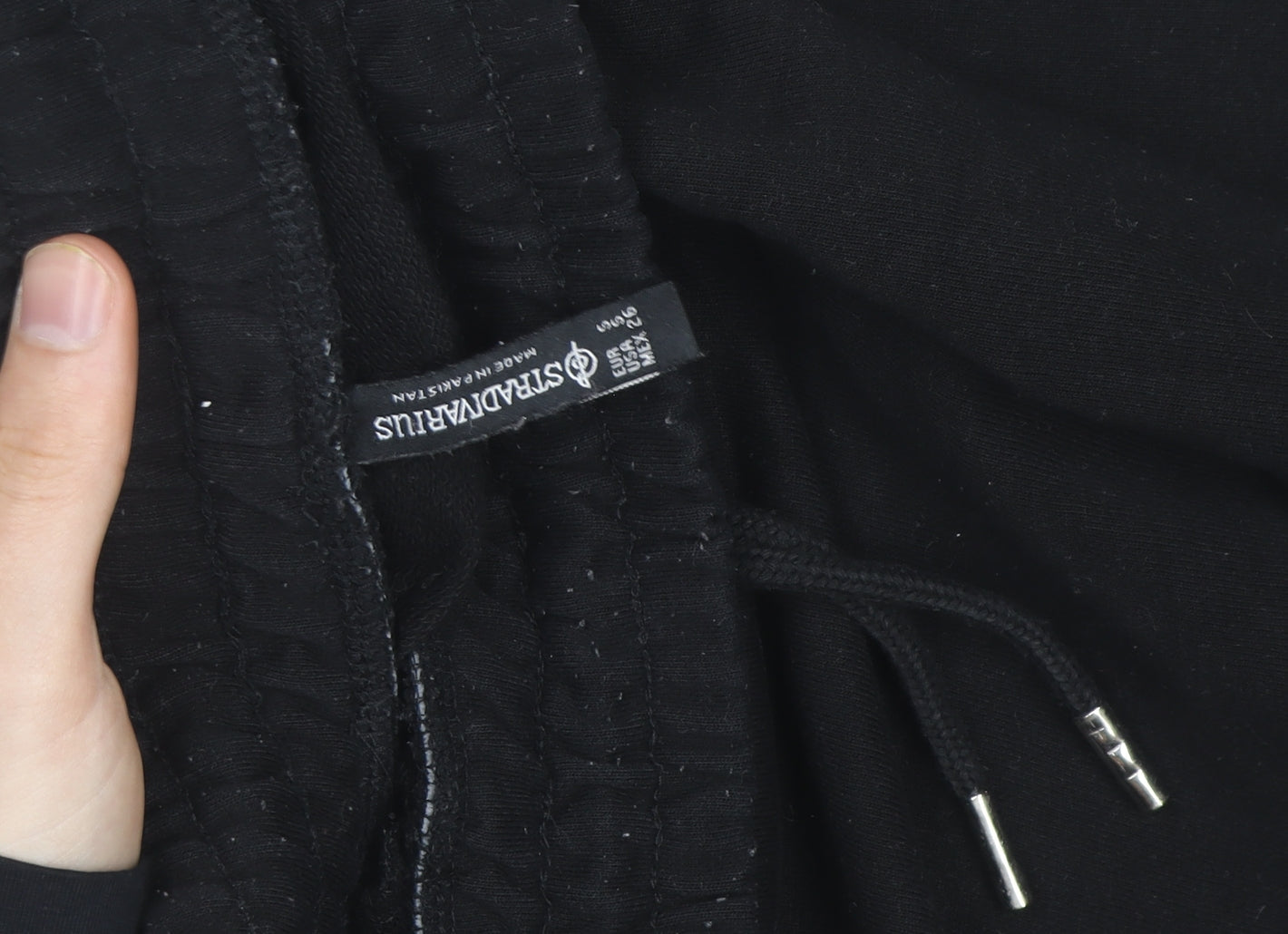 Stradivarius Women Black Jogger Trousers Size M Fleece Elastic Waist