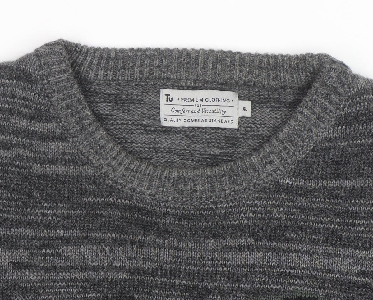 Tu Men's Grey Penguin Christmas Jumper XL Crew Neck Knit