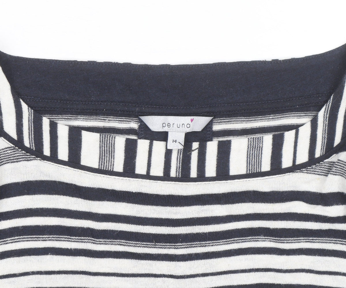 Marks & Spencer Per Una Women’s Multicoloured Stripe Boat Neck Jumper Size 14