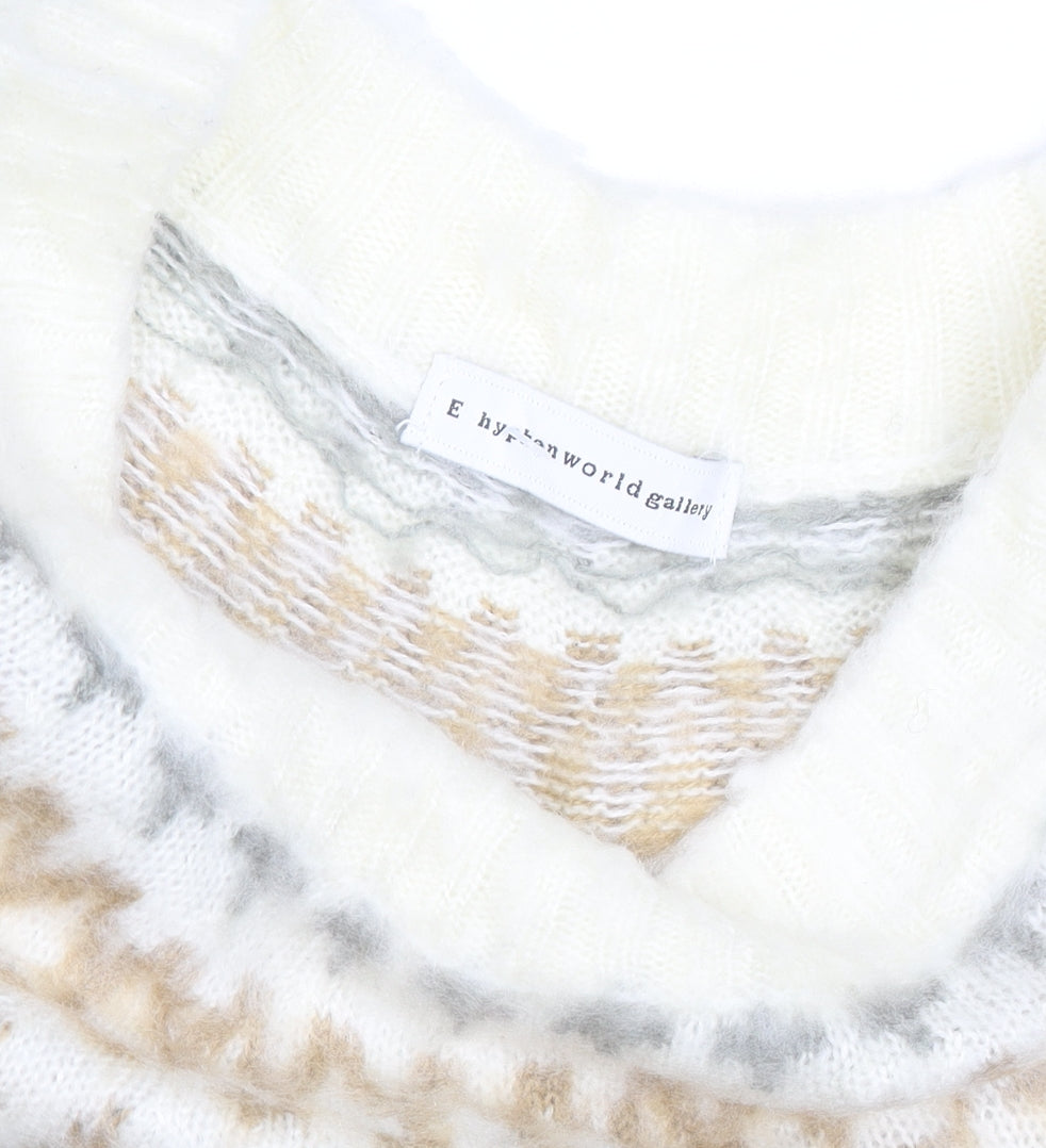 E hyphen world gallery Women Ivory Fair Isle Knit Jumper M