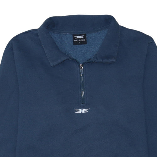 Elite Eleven Men’s Blue 1/4 Zip Collared Fleece Sweatshirt Size S