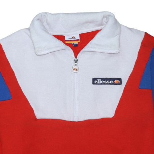 Ellesse Mens Red 1/2 Zip Colour Block Sweatshirt M Retro
