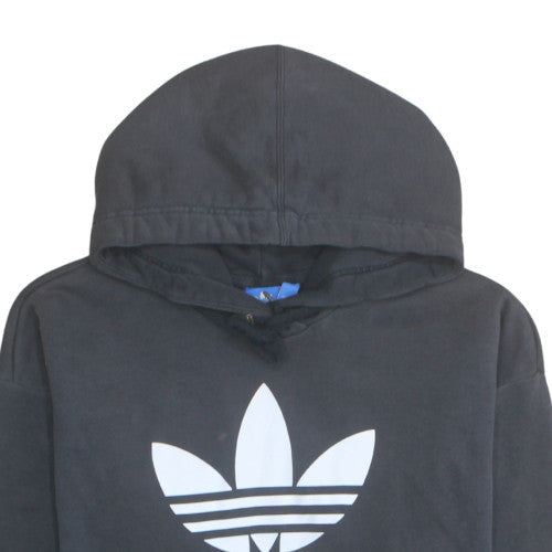 Adidas Womens Black Size 12 Trefoil Pullover Hoodie Sweatshirt