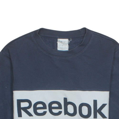 Reebok Men's Blue Pullover Sweatshirt M Crew Neck Logo Sportswear