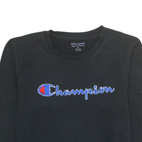Champion Womens Black XL Pullover Sweatshirt with Logo Detail