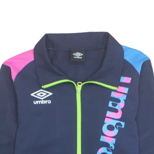 Umbro Boys Navy Track Jacket S Blue Pink Trim Full Zip Activewear