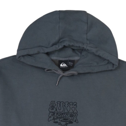 Quiksilver Mens Grey Pullover Hoodie L Fleece Surf Logo
