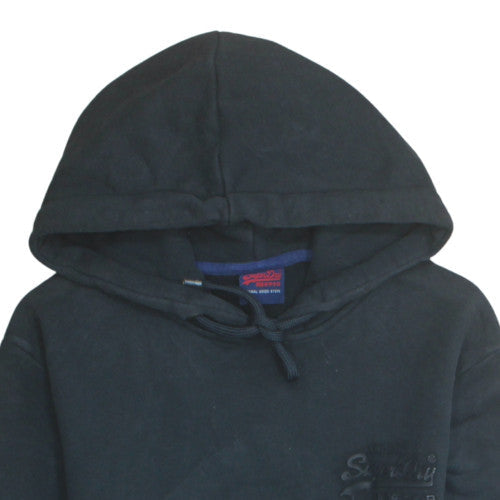 Superdry Men's Black Pullover Hoodie Size M Regular Fit Fleece