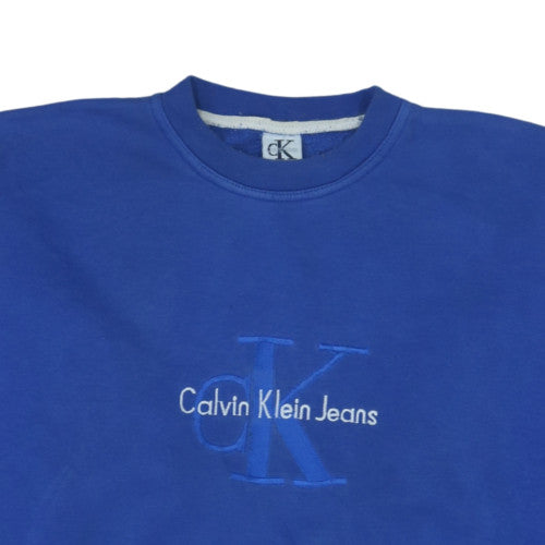 Calvin Klein Jeans Men's Blue XXL Crew Neck Sweatshirt Logo Embroidered