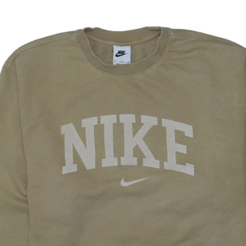 Nike Men's Beige Logo Crew Neck Pullover Sweatshirt M