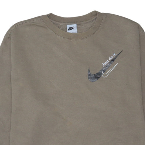 Nike Men's Brown Logo Crew Neck Pullover Sweatshirt Size L