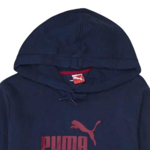 Puma Womens Navy Blue Pullover Hoodie UK 16 Cotton Blend Logo