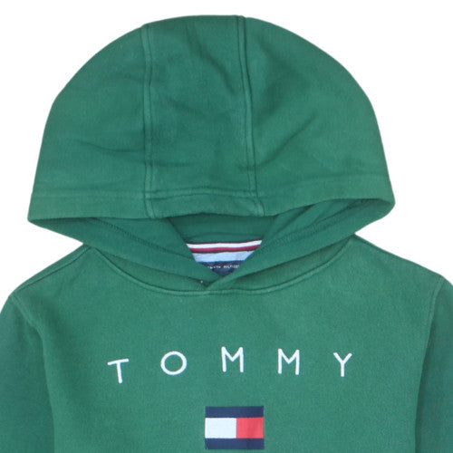 Tommy Hilfiger Teens Green Pullover Hoodie XL Logo Fleece Sweatshirt