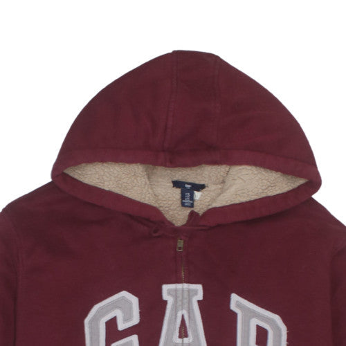 GAP Men's Burgundy Full Zip Hoodie XL Fleece Lined Cotton Blend