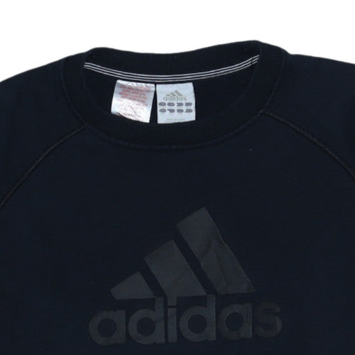 Adidas Boys Black Cotton Crew Neck Sweatshirt 13-14 Years Essentials