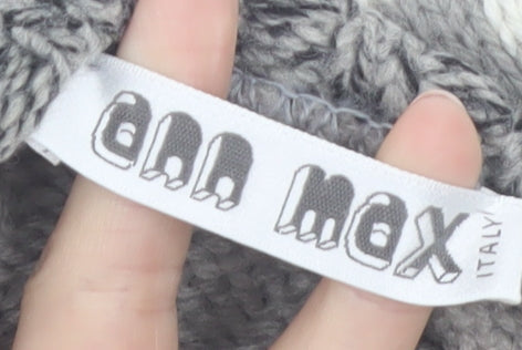 Ann Max Womens Grey Fair Isle Roll Neck Wool Jumper Size 14