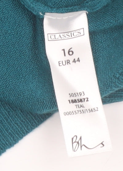 BHS Women’s Green Beaded Knit Cardigan Size 16