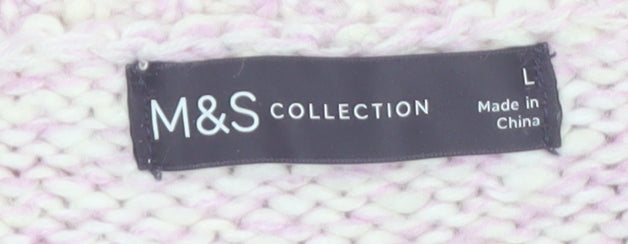 Marks & Spencer Women Pink Chunky Knit Relaxed Fit Jumper L