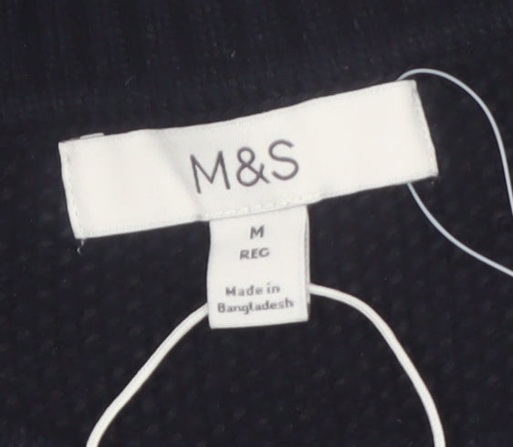 Marks & Spencer Men's Black M Regular Fit Knit Jumper