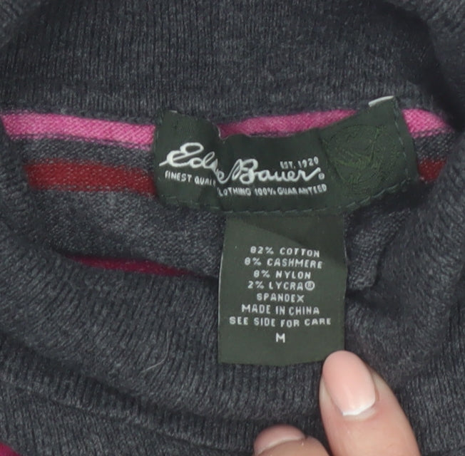 Eddie Bauer Women's Multicoloured Stripe Roll Neck Jumper M