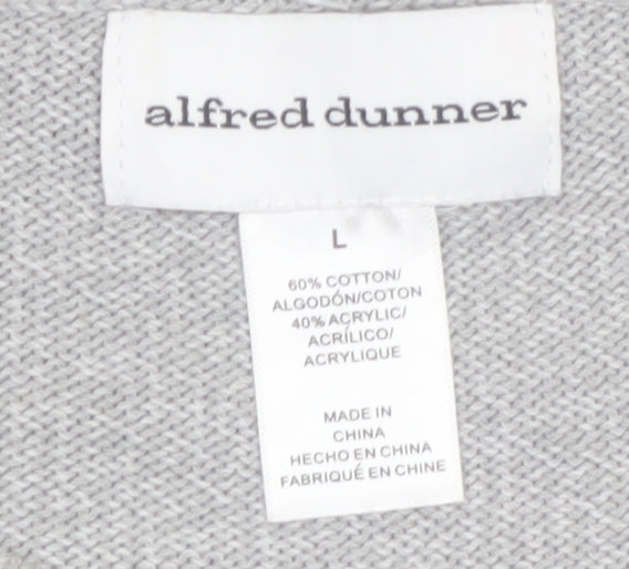 Alfred Dunner Women's Grey Floral Embroidered Pullover Jumper Size L