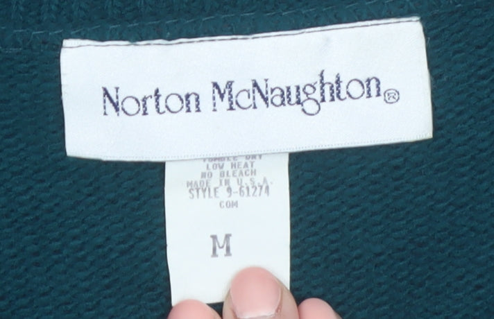 Norton McNaughton Men's Green Striped Cable Knit Cardigan M
