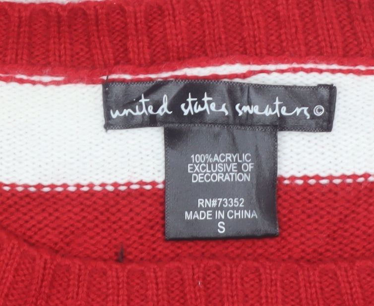 United States Sweaters Womens Red Christmas Reindeer Jumper Size S