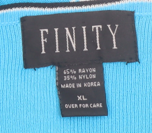FINITY Women’s Blue Rayon Knit Cardigan XL Lightweight 3/4 Sleeve