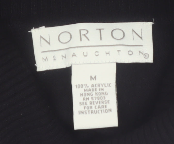 Norton McNaughton Womens Black Sequin Roll Neck Cardigan M