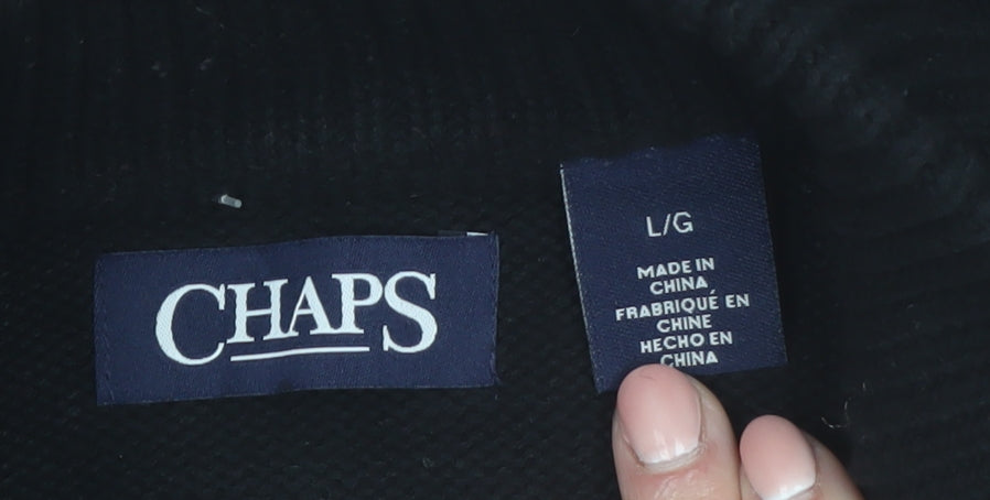 Chaps Men's Black Cotton Fair Isle 1/4 Zip Jumper L
