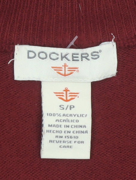 Dockers Men's Red Check V-Neck Sleeveless Knit Jumper Vest Size S
