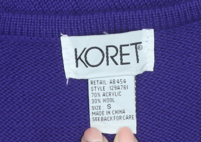 Koret Womens Purple Knit Embroidered Vest Small Wool Blend