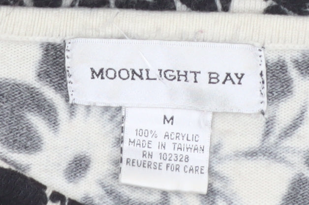 Moonlight Bay Womens Black Floral Crew Neck Knit Jumper M