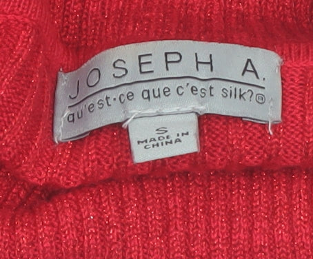 Joseph A. Women's Red Roll Neck Slim Fit Jumper Size S