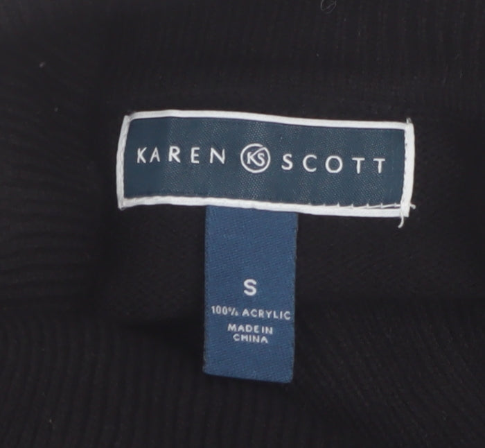 Karen Scott Women's Black Argyle Roll Neck Acrylic Jumper Size S