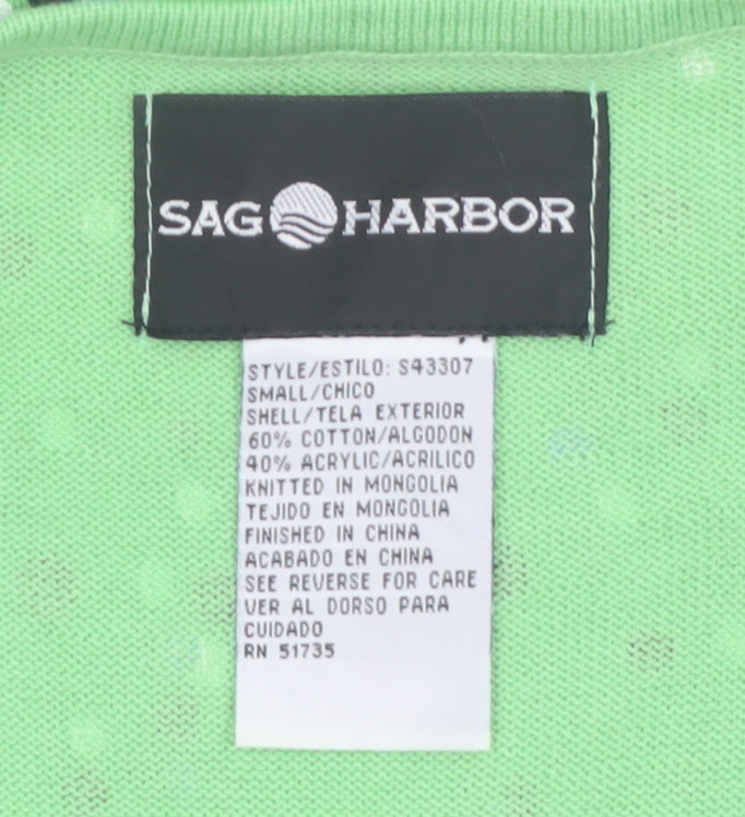 Sag Harbor Women's Green Polka Dot Cotton Blend Short Sleeve T-Shirt Size S