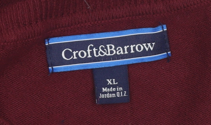 Croft & Barrow Men's Red Argyle Sleeveless V-Neck Knit Vest XL