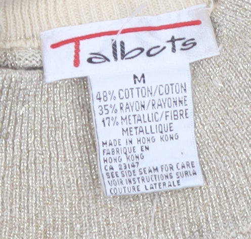 Talbots Womens Beige Mock Neck Long Sleeve Pullover Jumper M