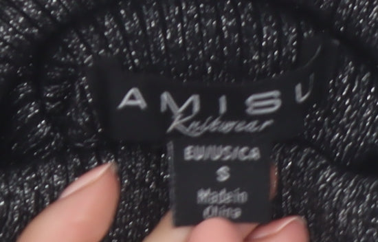 Amisu Women Black Roll Neck Long Sleeve Jumper Size S