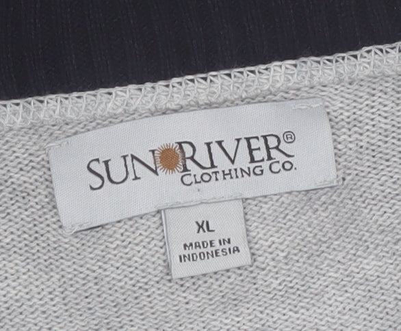 Sun River Men’s Grey XL 1/2 Zip Cotton Striped Jumper