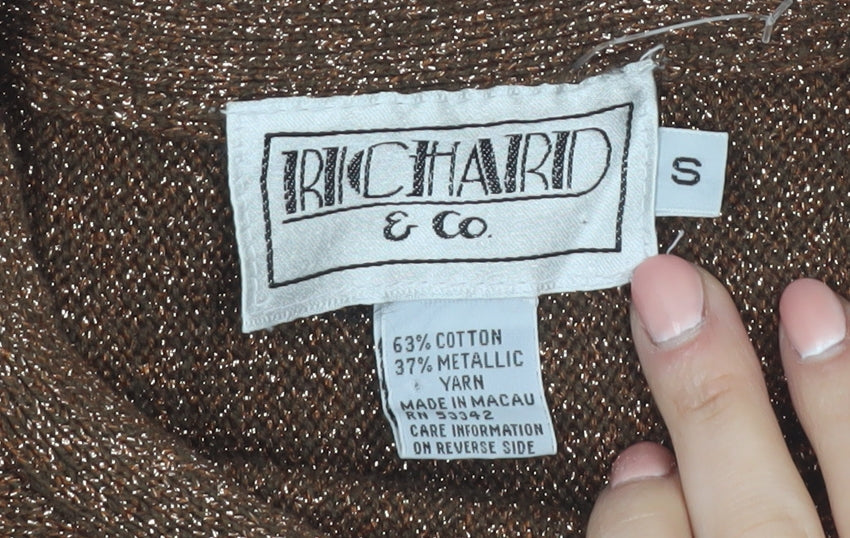 Richard & Co. Women’s Brown Metallic Knit Mock Neck Jumper S