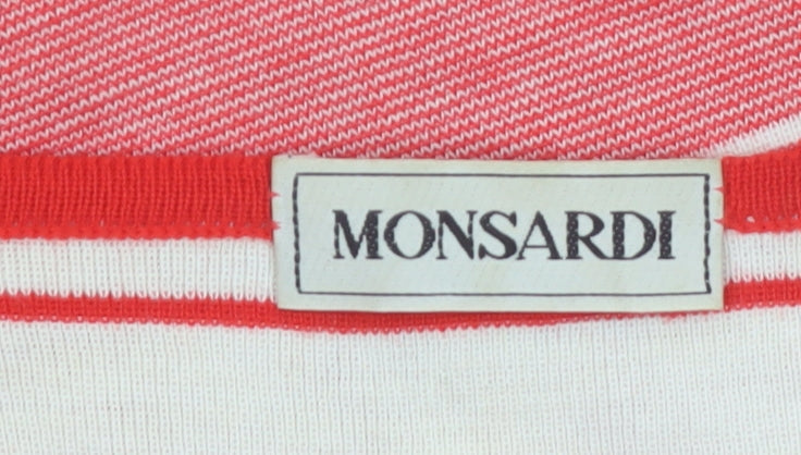 Monsardi Womens Red Striped Short Sleeve Knit Jumper Size 20