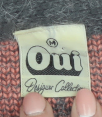 Oui Women's Pink Geometric Crew Neck Knit Jumper Size M