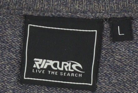 Rip Curl Men's Grey Cotton V-Neck Pullover Jumper Size L