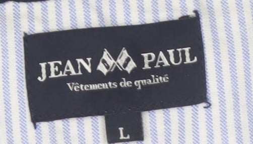 Jean Paul Mens Blue Striped Cotton Crew Neck Jumper L