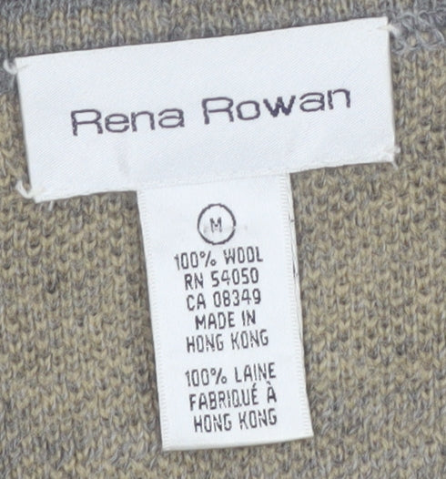 Rena Rowan Womens Grey Plaid Wool Cardigan Jacket Size M