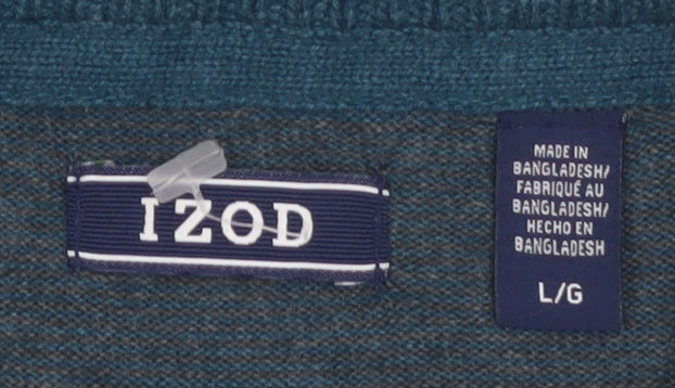 IZOD Men's Blue Cotton V-Neck Pullover Jumper Size L